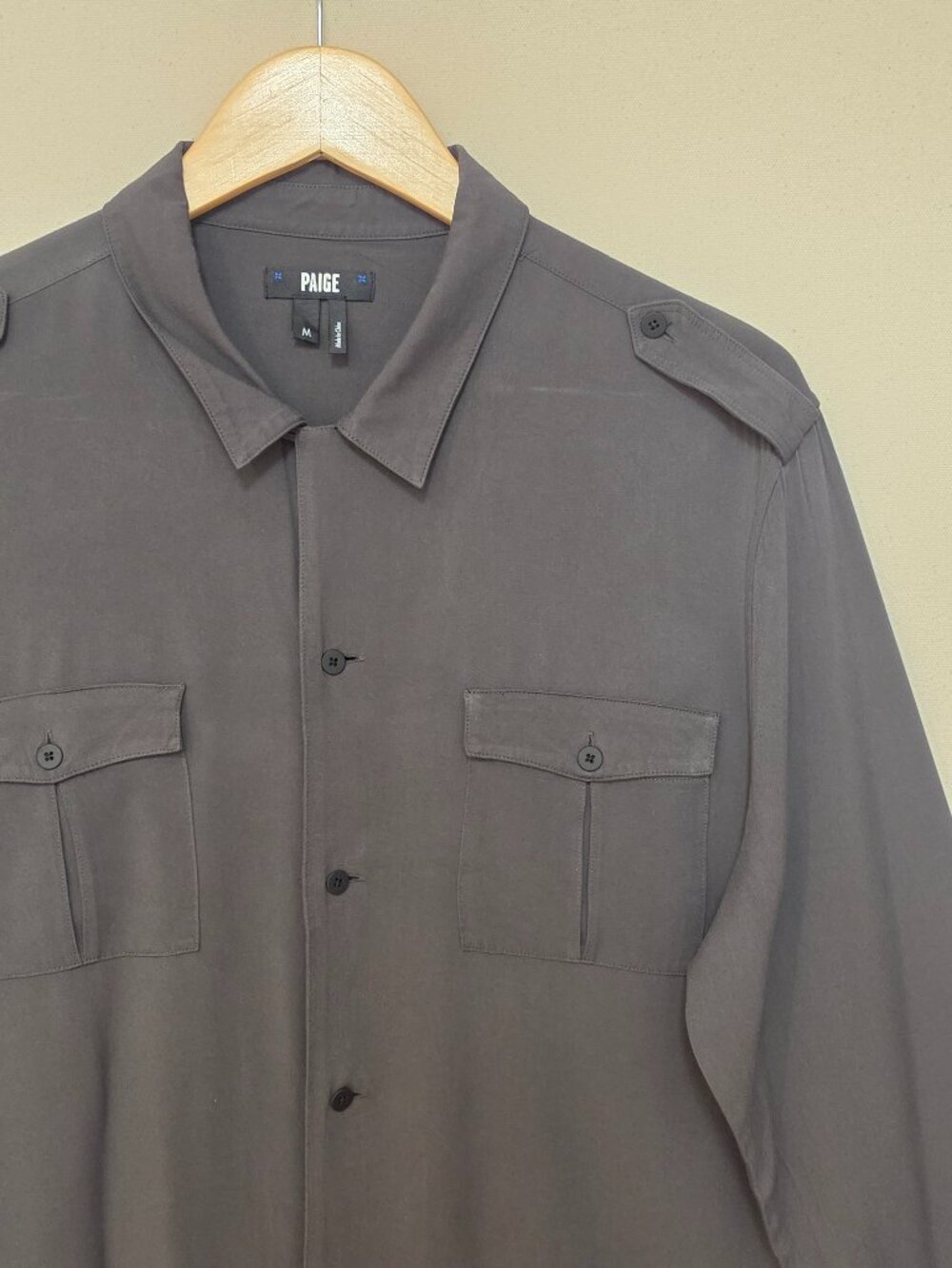 Paige Patrick Epaulette Button Up Shirt M
